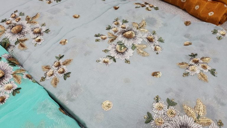 Dusty Grey Color Fabric, Georgette - unstitched cloth, Punjab Cloth Warehouse, Surrey, BC